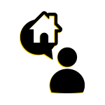 figure thinking about house icon